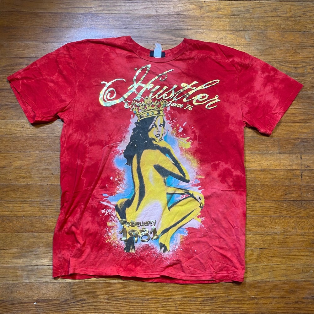 Hustler Hardcore Since 74 Vintage Y2K T-Shirt XXL February 1981 Pinup Skull Mens